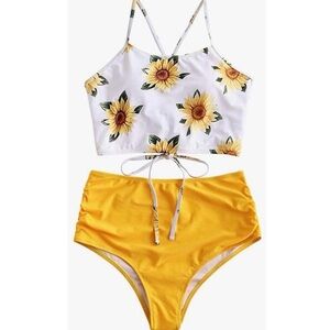 ZAFUL Sunflower Print Bikini Set